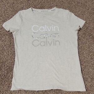 Calvin Klein White Fitted Short Sleeve Tee